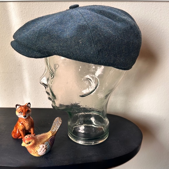 Scottish Harris Tweed Eight Quarter Newsboy Cap - Evergreen - Sz Men's Med. - Picture 11 of 15